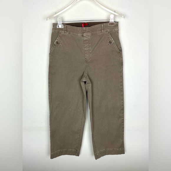 Spanx Stretch Twill Cropped Wide Leg Pant Womens Large Tan Shaping - Picture 4 of 11